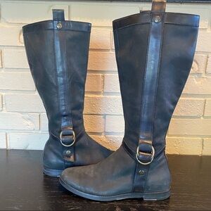 WOMENS AUTHENTIC COLE HAAN GRAND BLACK LEATHER TALL ZIP RIDING BOOTS 6 B
